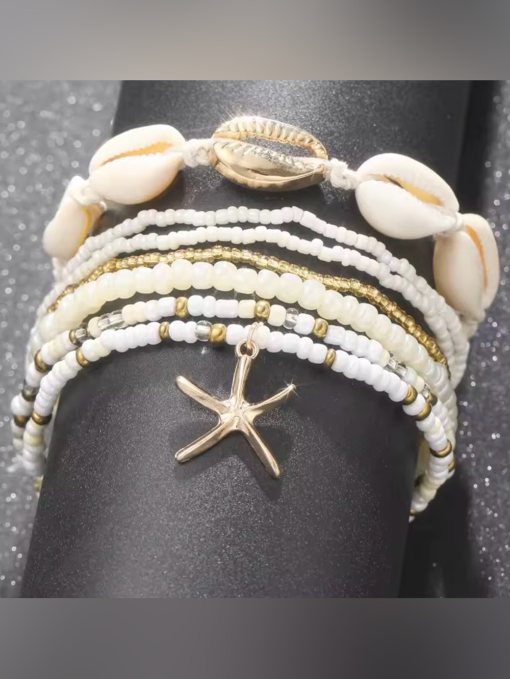🌊 7PC Boho Beach Anklet Set | Starfish & Shell Coastal Stack 🌊 - Picture 2 of 5